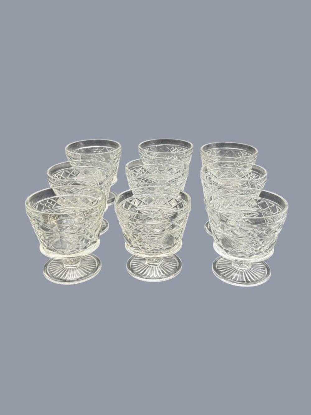 Set of 9 VTG Hazel Atlas Gothic Big Top Peanut Butter Sherbet Goblets 3.75” - Picture 2 of 10